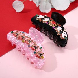 BVGA 2Pcs Kentucky Derby Hair Claws for Women Horseshoe Rose Horse Hair Clips Large Oval Acrylic Crystal Barrettes Kentucky Derby Outfits Hair Accessories Gifts (Pattern B)