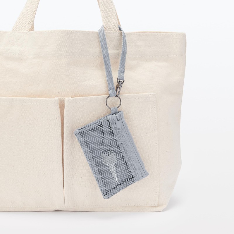 MUJI OHG72A3S Polyester Card Case, Gray, Approx. 3.1 x 4.7