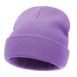 UTTPLL Womens-Beanie-Smiley-Outdoor-Acrylic Winter Hats Women Men Knit Soft Slouchy Warm Unisex Cuffed Skull Beanies Hat Cap Purple One Size