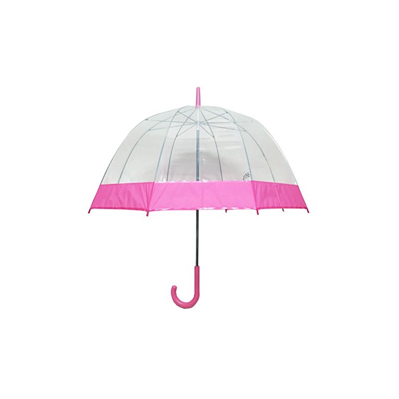 Pink Trim Clear Bubble Umbrella, Transparent Umbrella,