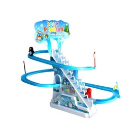 SDMAX Race and Slide Penguins with Music, Climbing Penguin Cartoon Racetrack Set Little Lovely Penguins Slide Toy, Toy with Lights and Music, Penguin Race Game