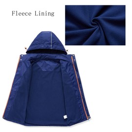 KID1234 - chamarra impermeable para niños, ligera, impermeable, forro polar de punto, con capucha, chamarra de invierno, Turquesa oscura, 7-8 Años