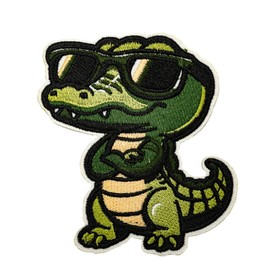 Obokata Embroidered Iron on Patches, Cute Cartoon Crocodile Patch, Sew on Repair Applique, Funny Animal Patch for Vest Jackets, Clothing, Hats, Backbags & Jeans