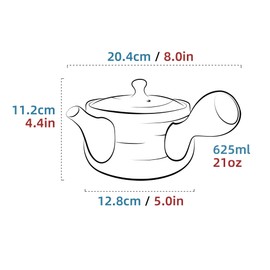 TEANAGOO Ceramic Tea Pot with Infusers For Loose Tea | Big Side-handle Tea Pots/Japanese Kyusu (21 oz) with Steeper | Chinese Tea Pots For Tea Party Porcelain Teapot Set VP-8 Brown Bronze
