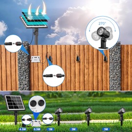 MEIHUA Solar Spot Lights Outdoor, 3 in 1 Landscape Spotlights 2700K Warm White, 3 Lighting Modes & 3 Brightness, IP66 Waterproof Solar Lights Outdoor Garden for Pathway Driveway Yard Tree