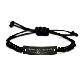 Norfolk Terrier Moms Gifts, Mother's Day Norfolk Terrier Moms Black Rope Bracelet Engraved Custom Birthday for Dog mom Norfolk Terrier Moms Sarcasm, Sarcastic Gifts Norfolk Terrier