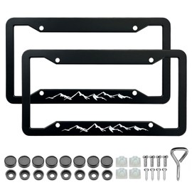 HCSS 2PCS Mountains License Plate Frame, Mountain Raised Aluminum Metal License Plate Holder, Mountain Car Accessory, Rust-Proof Waterproof Car Decorative Tag Frames for Standard US 12x6 Inch