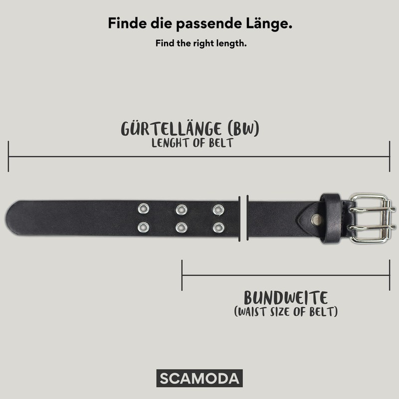 SCAMODA Double Hole Rivet Belt with Leather for Men and