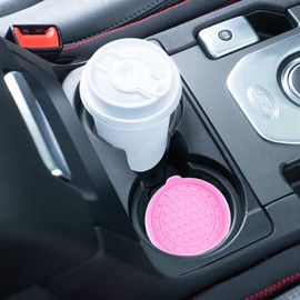 Amooca Automotive Cup Holders Universal Car Cup Coaster Waterproof Non-Slip Sift-proof spill Holder Car Interior Accessories 2 Pack Pink