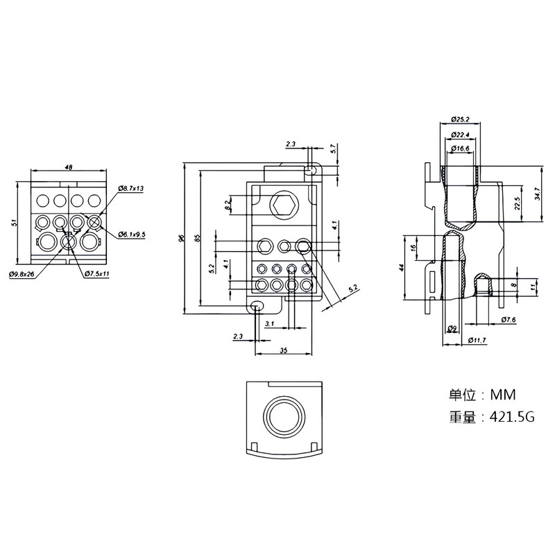 UKK-250A Din Rail Distribution Box, Universal Terminal Block Distribution Box
