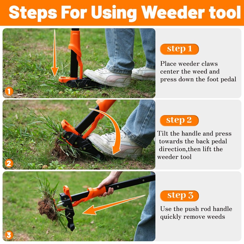WATFIGBY Weed Puller Tool, Stand Up Weed Puller Heavy Duty,