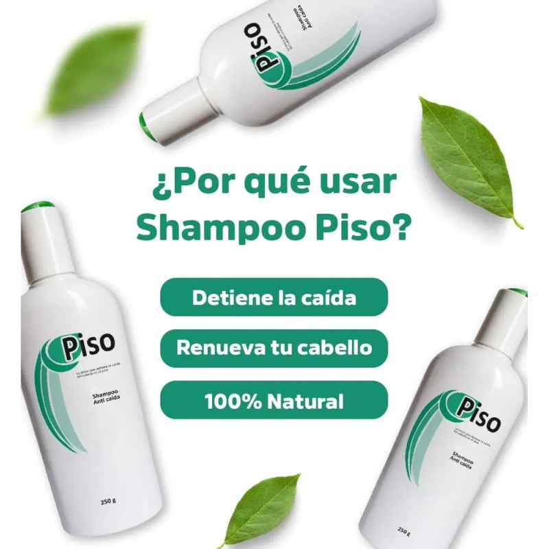 Shampoo Piso Anti Caída, Crecimiento Cabello, 100% Natural