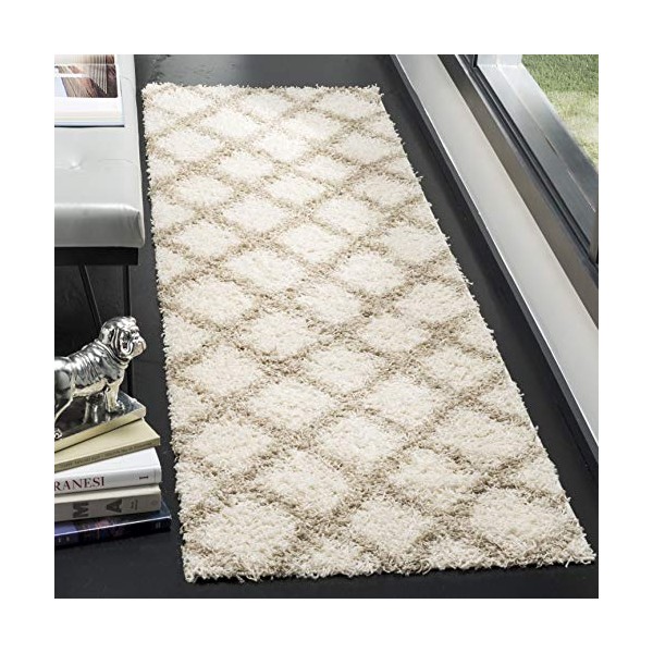 Safavieh Dallas Shag Collection SGD258B Trellis 1.5-inch Thick Runner, 2'3"