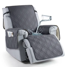 TAOCOCO 100% Waterproof Recliner Chair Cover, Non Slip Recliner Covers for Recliner Chair with Pocket, Washable Reclining Chair Cover Furniture Protector for Kids, Pets(Recliner Chair, Dark Grey)