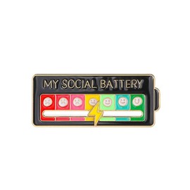 Funny Social Battery Slider Pin Funny Rainbow Mood Brooch Pin for 7 Days A Week Enamel Lapel Pins Gift for Women Man Girl Boy - Color: 2PCS Cloud