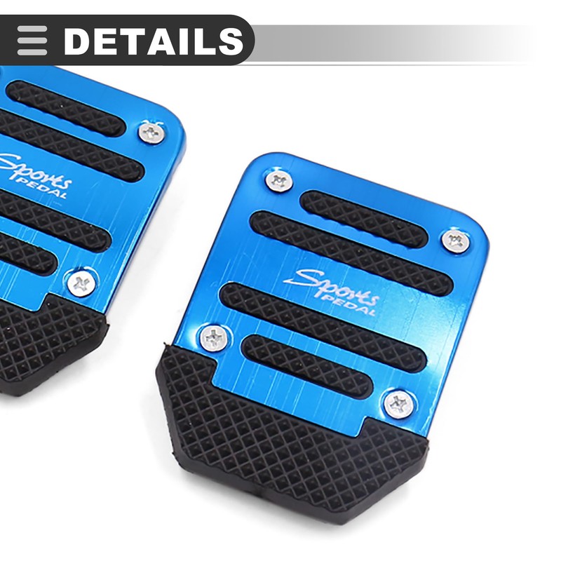 Motoforti Universal Pedal Pad Set, Plastic & Metal, Blue, 1