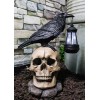 Edgar Corvus Raven Perching On Rose Skull Statue With Solar