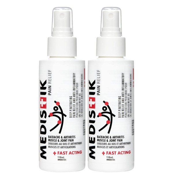 MEDISTIK Spray - Fast Acting Extra Strength Pain Relief Spray for Backache, Arthritis Muscle & Joint Pain, 118 ml, Pack of 2