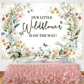 Sensfun Wildflower Baby Shower Backdrop Our Little Wildflower is On The Way Baby Shower Decorations Floral She is a Wildflower Girls' Baby Shower Party Banner Photography Background Photo Booth 7x5ft