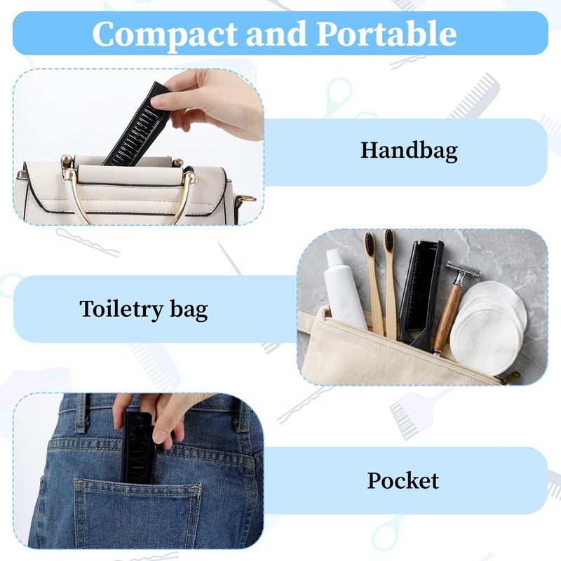 Nogeqi 2 PCS Double Teeth Folding Comb Foldable Comb with