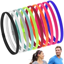 NISENTIA Haarband Jungs, 10 Stück Elastische Haarbänder Sport Stirnband Antirutsch, Haarband Fussball Kinder, Sport Haarband Männer Damen Dünn, Stirn Schweißband Haarbänder für Yoga, Laufen