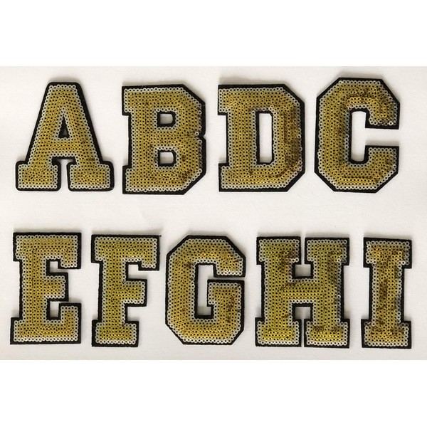 3" inch Gold and Silver Sequin Letter Iron-on Patch Appliqué