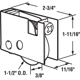 Prime-Line D 1998 Pella Sliding Door Roller Assembly with 1-1/2 inch Ball Bearing Steel