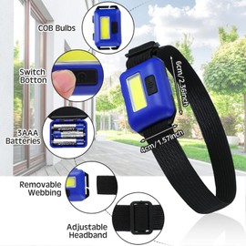 Macarrie 30 Pcs LED Headlamp Flashlight for Adults Outdoor Mardi Gras Flashlight Headlamps with Adjustable Headband Waterproof Head Lights with 3 Modes 90 AAA Batteries for Forehead Work Family Camp