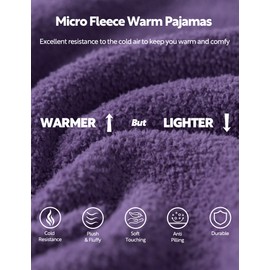 DAVID ARCHY Fleece Pajamas for Women Warm Fuzzy Winter Cozy Soft Comfy Long Sleeve 2 Peices Pj Sets Sleepwear Loungewear