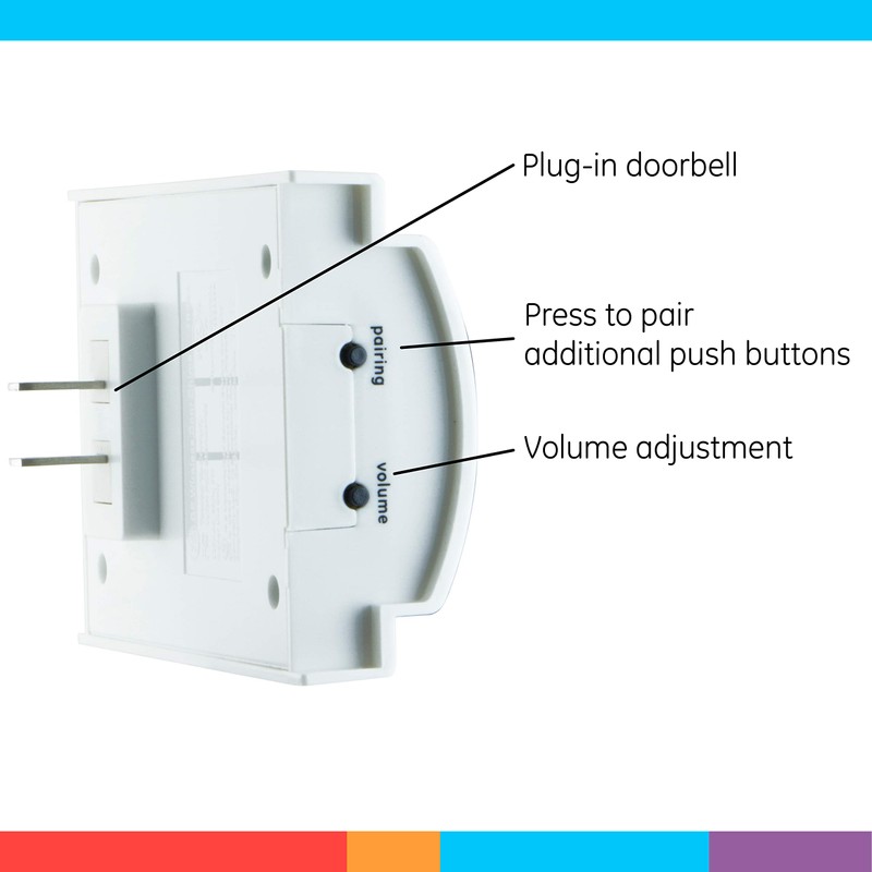 GE Wireless Doorbell Kit,Plug-In Receiver,1 Push Buttons Door Bell,8 Melodies