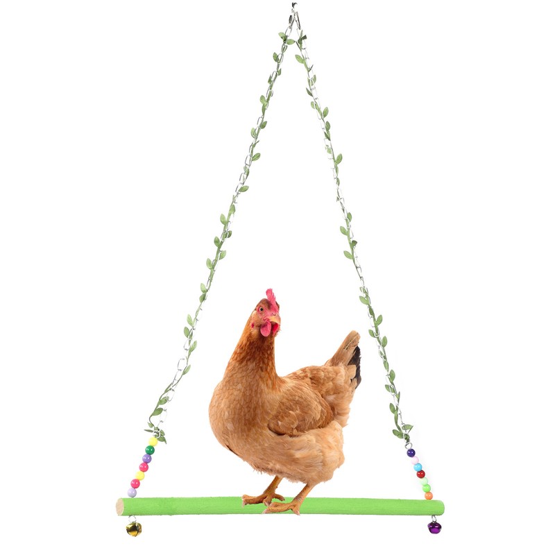 Chicken Parrot Large Bird Pet Swing Green Hanging Wooden Toy