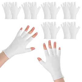 6 pares de guantes blancos sin dedos, guantes hidratantes de algodón blanco, guantes suaves para eccema sin dedos para manos secas, dormir, manos, tra