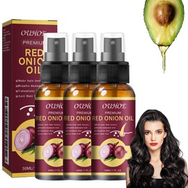 OUHOE Ouhoe Red Onion Hair Oil for Hair Regrowth, Ouhoe Onion Oil for Hair Growth Anti Hair Fall for Shine & Strength, Red Onions Spray for Healthier Hair, Natural Herbs, Extracts & Oils (3pc)