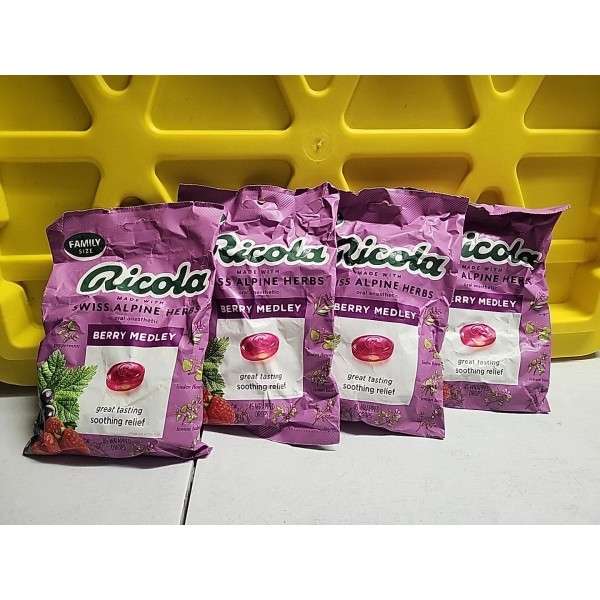 Ricola Lot of 4 Ricola Berry Medley Throat Drops, 45