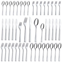 Silverware Set, Hunnycook 40-piece Silverware Set for 8, Stainless Steel Flatware Set, Include Fork Knife Spoon Set, Mirror Polished, Dishwasher Safe, Cutlery Set for Home Kitchen Restaurant Hotel