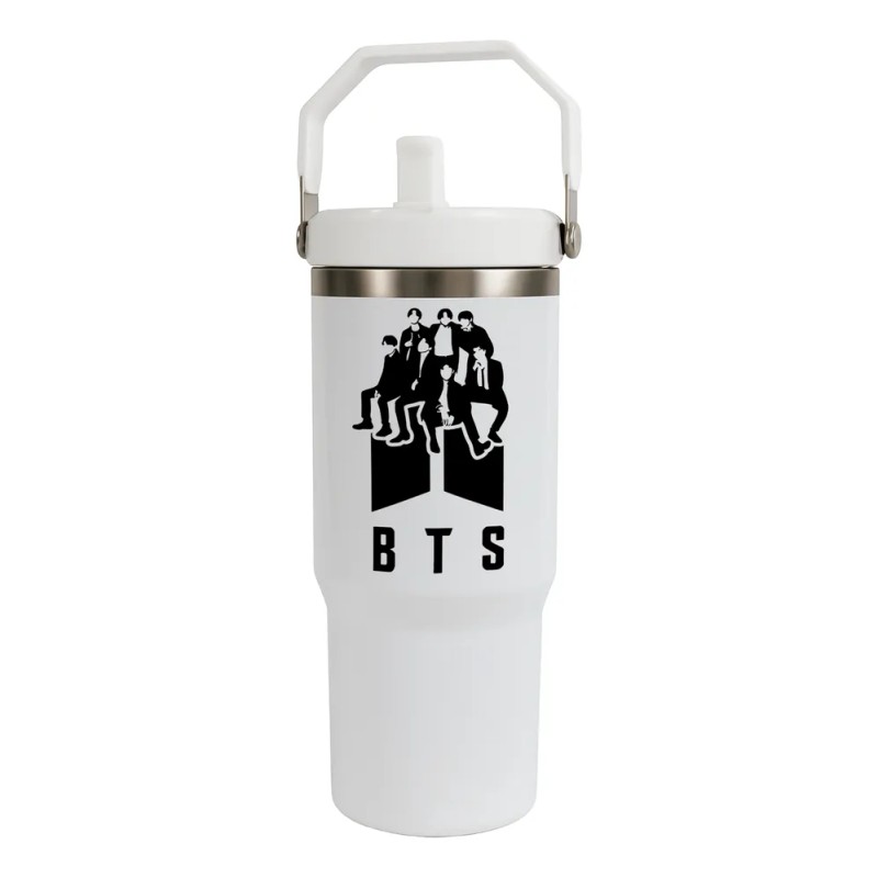 Termo Alto Acero Inoxidable Integrantes Bts Kpop 900 Ml Logo
