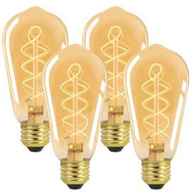 BLINGCOLOR E26 LED Vintage Edison Light Bulbs 60W Equivalent, Dimmable E26 6W LED Edison Bulb 2200K Amber Warm Light, ST58 Antique Decorative Light Bulbs for Pendant Lights Fixture, CRI90+, 4 Pack