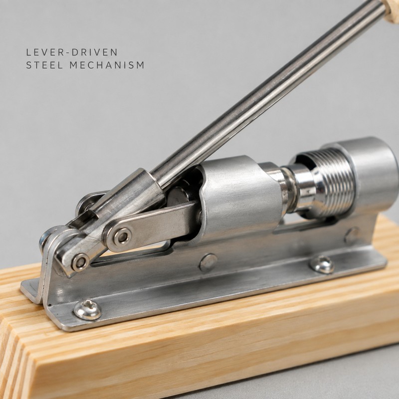Adjustable Lever Nutcracker with Wood Base for Pecans & Walnuts