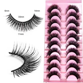 Professional 10pairs Faux 3D Mink Eyelashes Thick Long Multilayer Fluffy False Eyelashes,Dramatic False Eyelashes Handmade&Reusable Lashes (M-07)