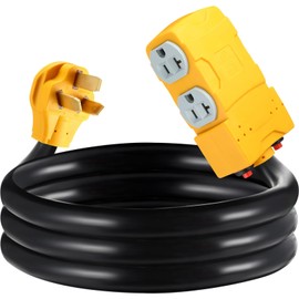 Tellegloww 6 FT 220 to 110 Adapter Compatible with NEMA 10-50P to 4X 5-20R/15R with 20 Amp Circuit Breaker, 220/250V Electrical Stove/Range/Oven Male Plug Gas 110/125V Power Convert Adapter