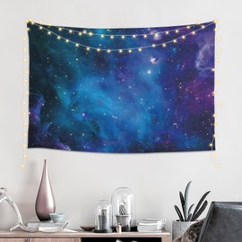 Hulnulnu Tapestry Blue-purple Night Universe Starry Sky Wall Hanging Tapestry for Use in Homestays,Cafes,Companies,Bookstores