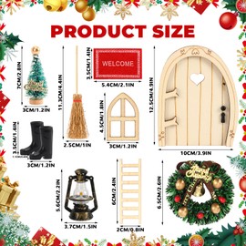 UPINS Gnome Door Complete Set, 27 Pieces Miniature Gnome Door Accessories, Christmas Gnome Door Set, Small Elf Door Accessories, Wooden Christmas Gnome Door for Christmas Decoration