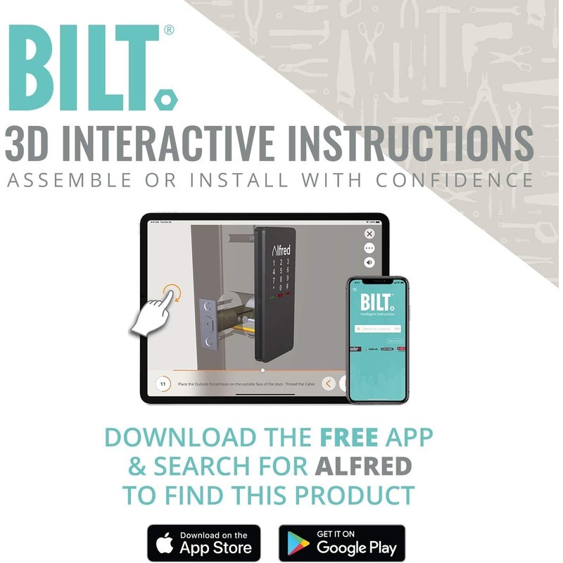 Alfred Touchscreen Smart Keypad Pin Door Lock Combo with Wi-Fi