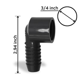 PVC 90 Degree Hose Elbow Barb Connector - 3/4 Inch Insert x 3/4 Inch FNPT Hose Barb Fitting - PVC 90 Degree Elbow Hose Barb Fittings for Tubing Hose Water Line - SCH 40 Barbed Hose Fitting