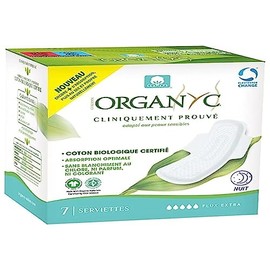 Organyc, Sanitary Towels Night with Wings Organic Cotton Certified Super Plus - 1 Pack of 7
