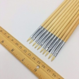 XDT Art Supplies Filbert Artist Paint Brush 10 Piece Set Medium Stiff Pure Hog Bristle Extra Long Handle #0, Acrylic Oil Watercolor