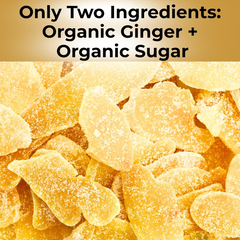 Organic Crystallized Ginger Slices Kosher Non GMO Sweet and Spicy