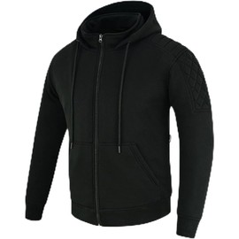 Riparo Motorcycle Hoodie with Armor for Men – AA Rated CE Level 2 Armored Riding Jacket, Aramid Lined (Large, Black)