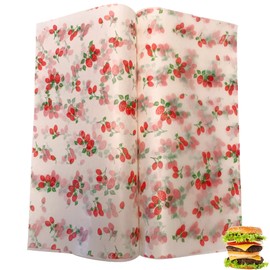 Suiwen 150pcs Summer Strawberry Wax Paper, Food Picnic Paper, Greaseproof Deli Paper, Waterproof Dry Hamburger Paper Liners Wrapping Tissue for Plastic Food Basket 25 * 22cm (9.8 * 8.6inch)