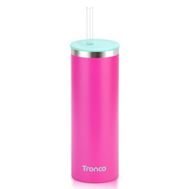Tronco 20oz Stainless Steel Vacuum Insulated Tumbler with Straw, Spill-Resistant Lid, BPA-Free, Reusable Coffee Cup for Iced Tea, Water, Coffee or Smoothie and More, Gift for Men and Women